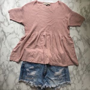 Blush loft peplum short sleeve sweater
